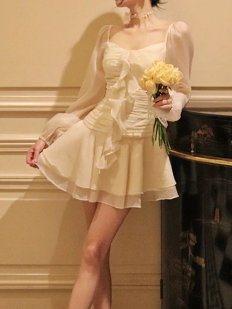 Advbridge Fashion New Women Elegant Casual A-Line Mini Dress Vintage Solid Party Chic Birthday Evening Vestidos Female One Pieces Robe Elegant Silk Mini Dress