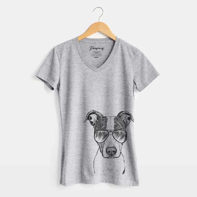 Aviator Roxy the Bo Jack - Women's V-neck Shirt-- Welt Pockets Slit Pockets Flap Pockets