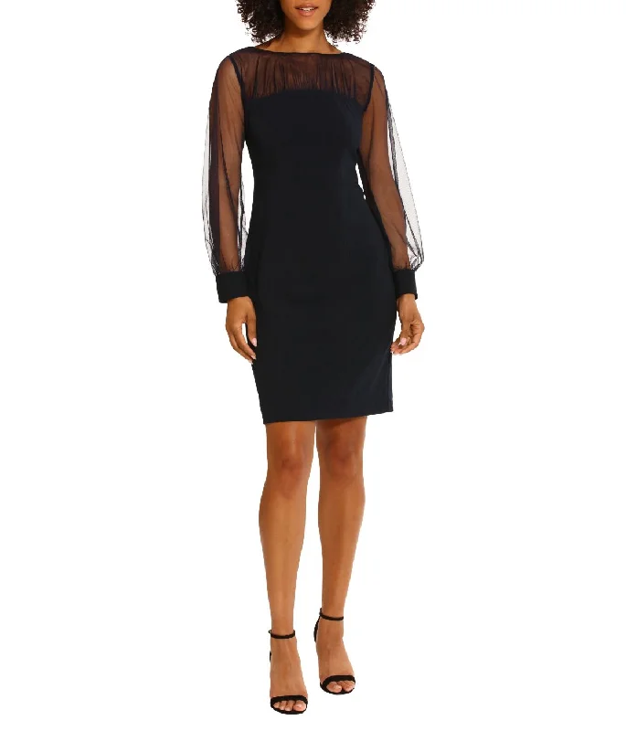 Long Sleeve Illusion Mini Dress Chic Tropical Mini Dress