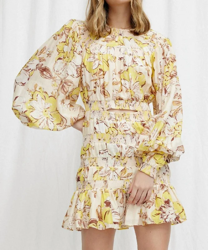 Aisha Mini Dress In Mimosa Floral Chic Halter Mini Dress