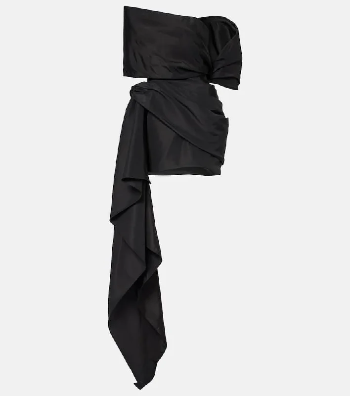 Oscar de la Renta Asymmetric mini dress Elegant Mini Dress with Pleats