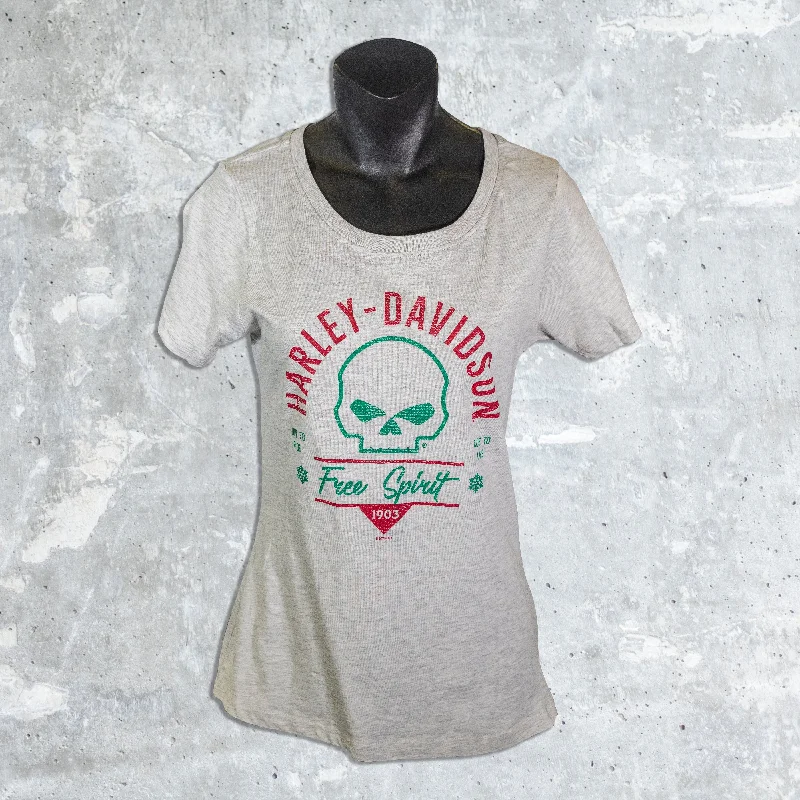 Wildfire Harley Davidson- Give Women's Gray T-Shirt-- Terry Blend Velvet Blend Canvas Blend