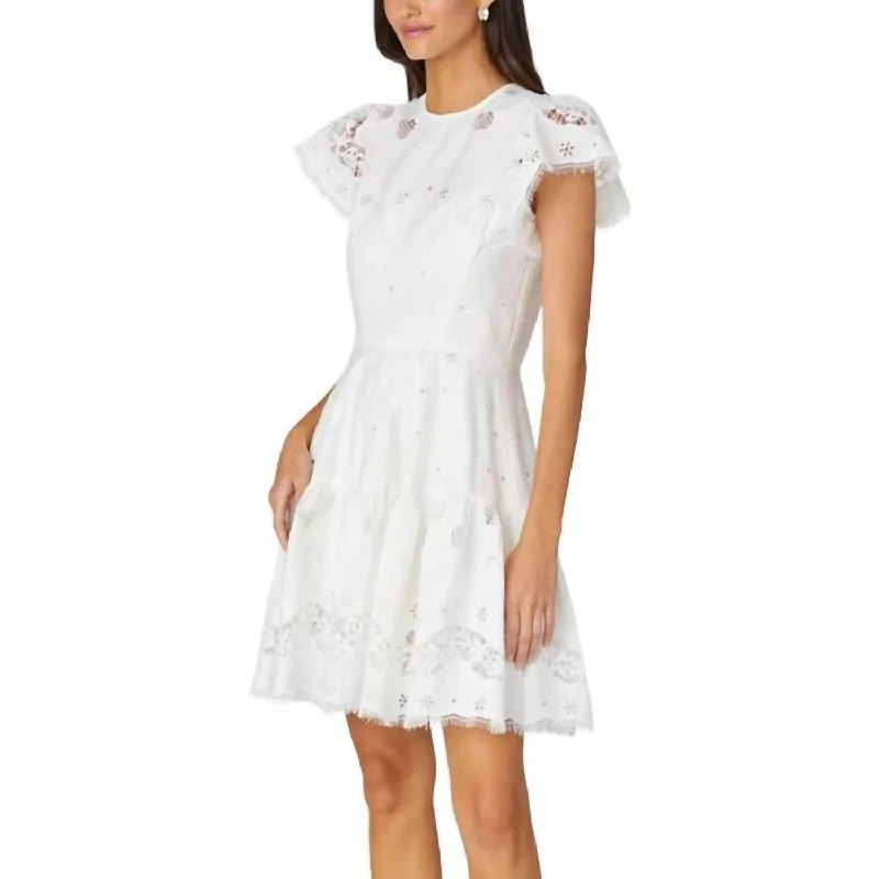 Hudson Mini Dress In Optic White Stylish Puff Sleeve Mini Dress