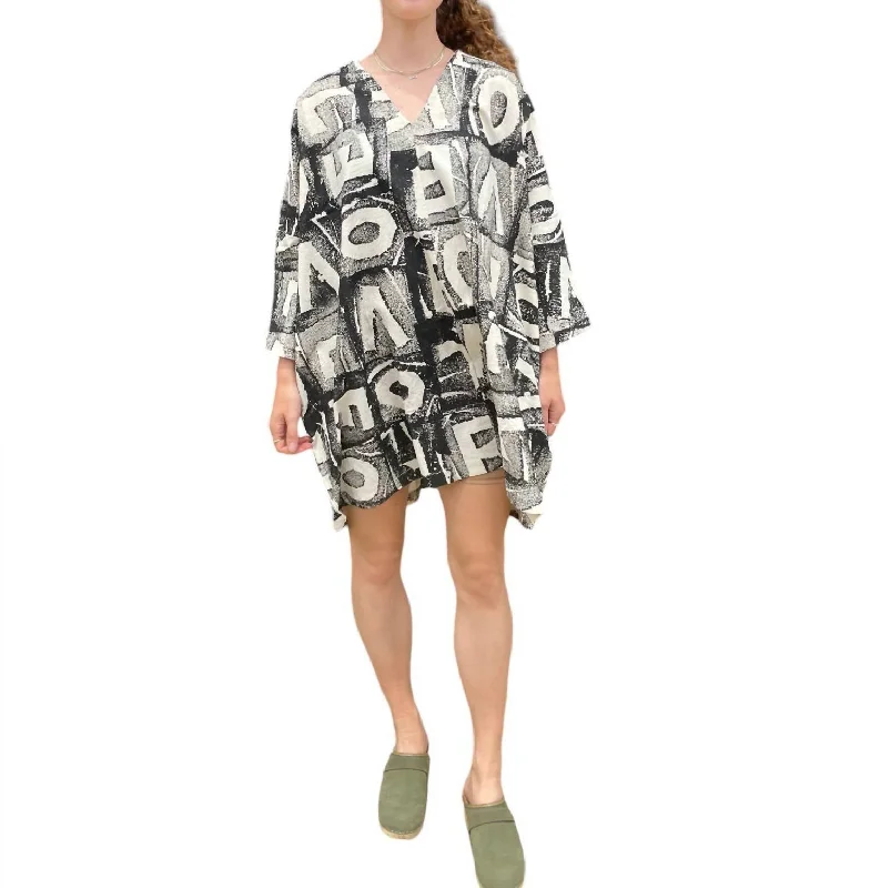 Women's Love Letters Mini Dress In Black Chic Puff Sleeve Mini Dress