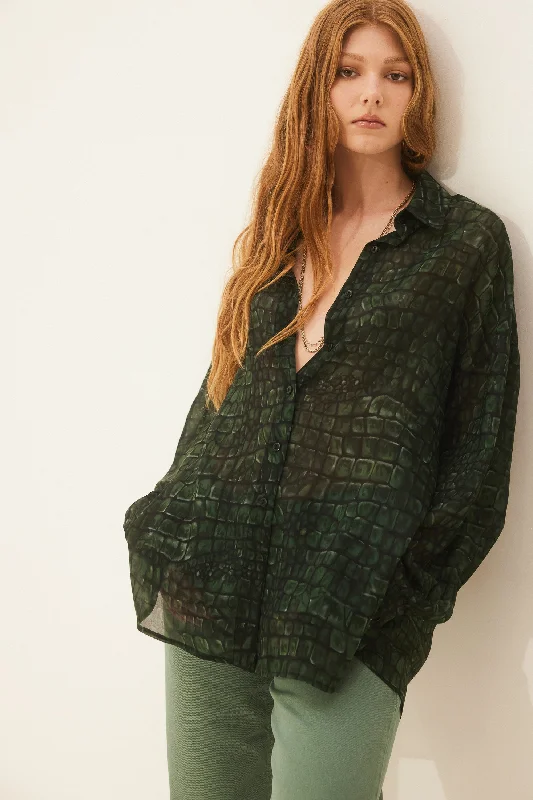 HEATHER SHIRT GREEN ALIGATOR-- Modern Contemporary Chic