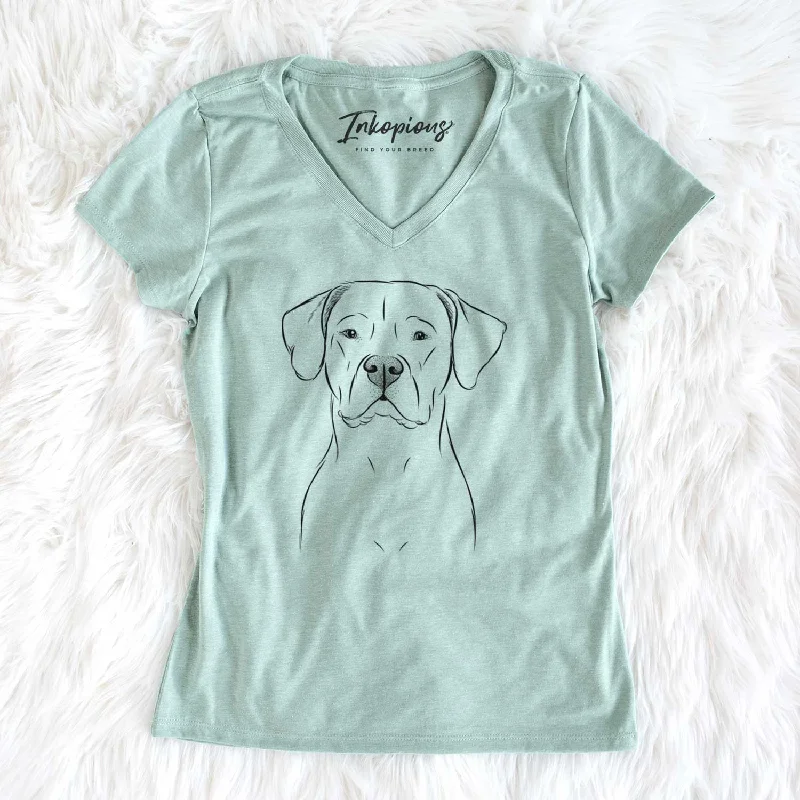 Bare Rufio the Dogo Argentino - Women's V-neck Shirt-- Lace Blend Ribbed Blend Corduroy Blend