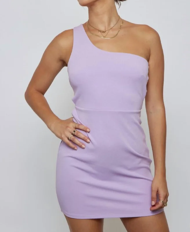 One Shoulder Mini Dress In Lilac Stylish Spaghetti Strap Mini Dress