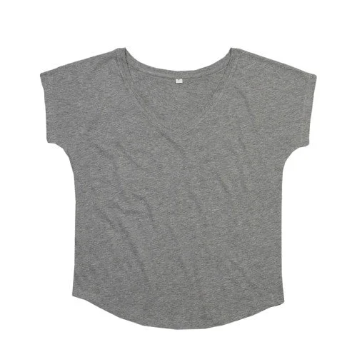 Mantis Womens/Ladies Loose Fit V Neck T-Shirt-- Chenille Blend Fleece Blend Nylon Blend