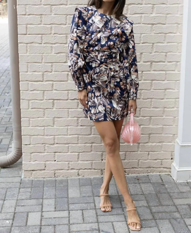 Arabella Mini Dress In Navy Blush Fashionable Button-Front Mini Dress