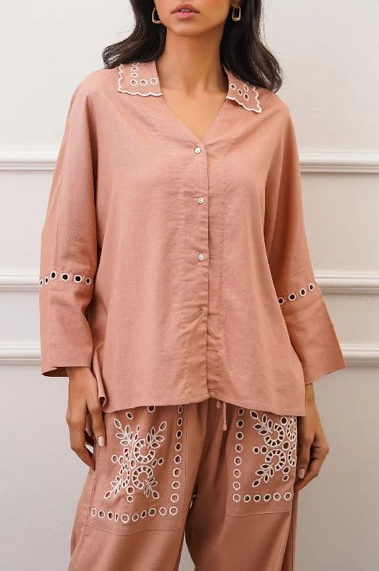 MARRAKESH EMBROIDERED BLOUSE Feminine Tie Blouse