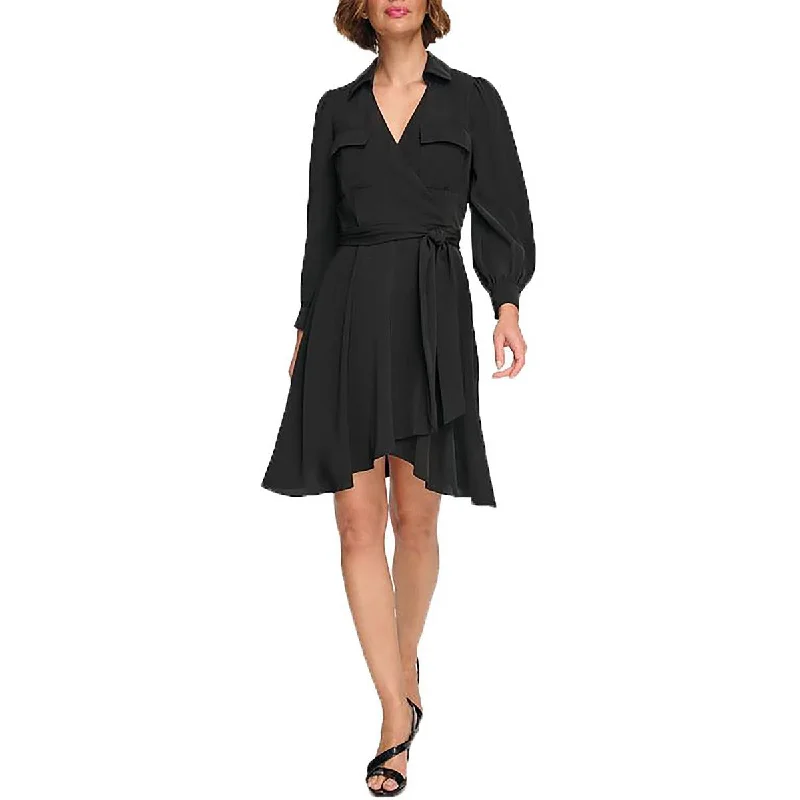 Womens Bishop Sleeve Knee-Length Mini Dress Comfortable Fit-and-Flare Mini Dress