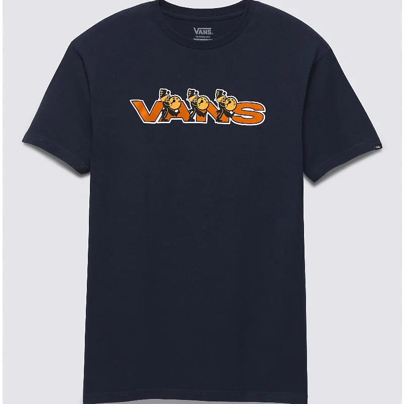 VANS Marching Vans Logo T-Shirt-- Notch Collar Peter Pan Collar Cowl Neck