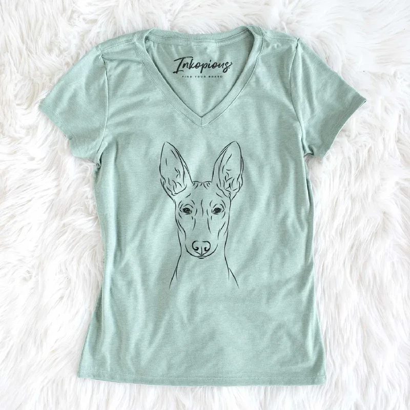 Bare Ruadh the Pharaoh Hound - Women's V-neck Shirt-- Print Jacquard Patchwork