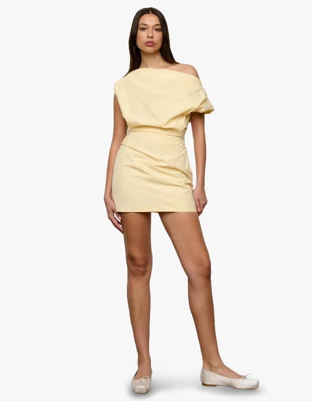 Pallas Mini Dress - Yellow Classic Shift Mini Dress