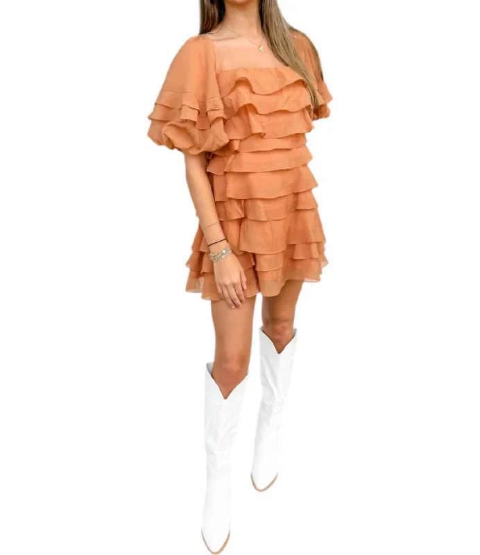 Tiered Ruffle Mini Dress In Hazel Cozy Cotton Mini Dress