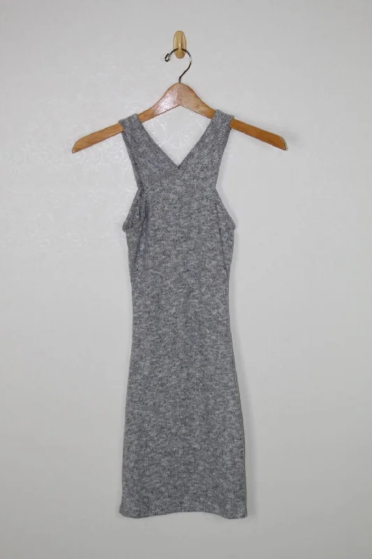 Women's Pony Halter Mini Dress In Grey Classic Solid Mini Dress