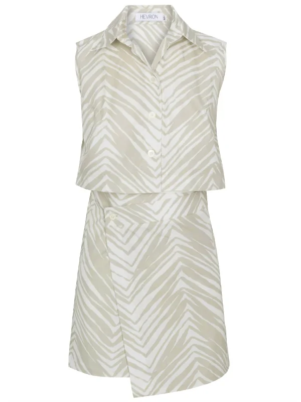 Kimmia Mini Dress In Tonal Zebra Stylish Sweetheart Neck Mini Dress
