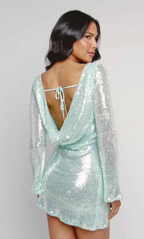 Mint Green Glazed Open Back Mini Dress Stylish Plaid Mini Dress