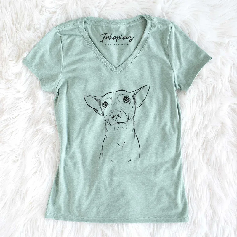 Bare Yogi the Mixed Breed - Women's V-neck Shirt-- Ribbed T-Shirt High Neck Heavyweight