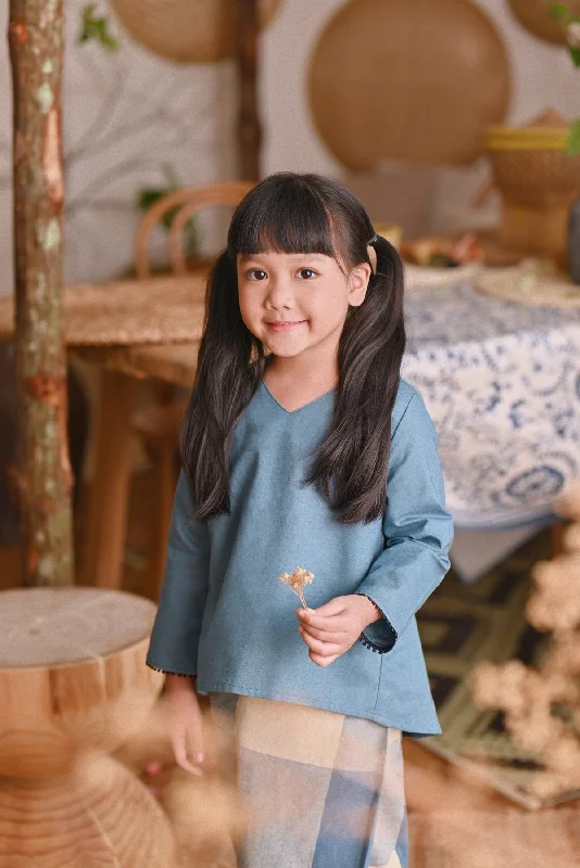 The Hening Flare Blouse - Arctic Blue Delicate Bow Blouse