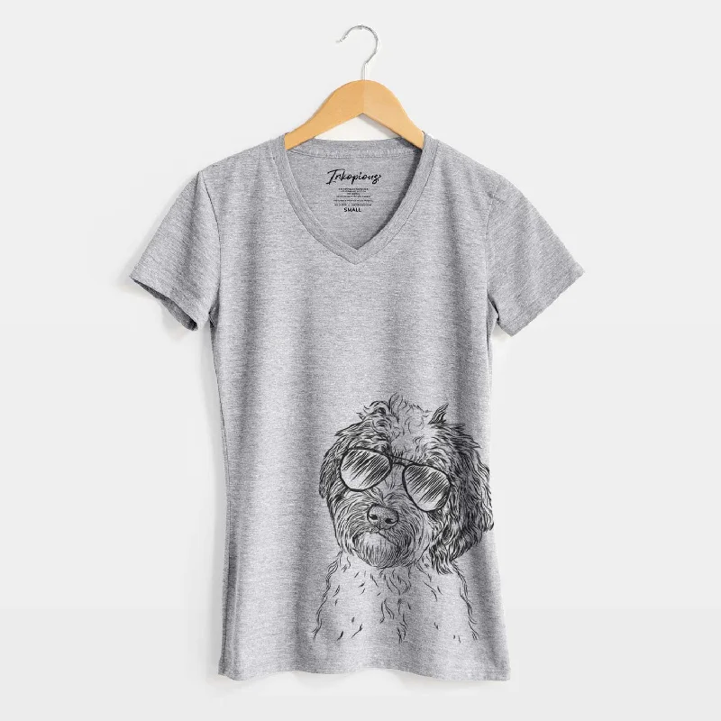 Aviator Rooney the Aussiedoodle - Women's V-neck Shirt-- Boxy Fit Fitted Loose