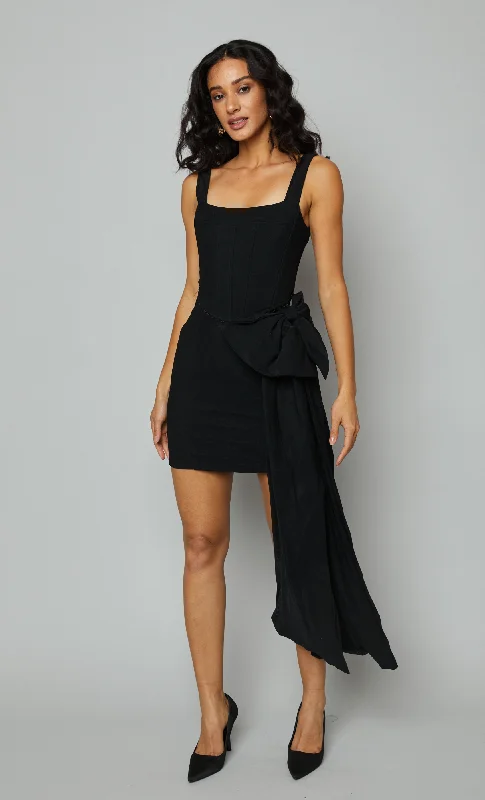 Black Bow Corset Mini Dress Trendy Mini Dress with Belt