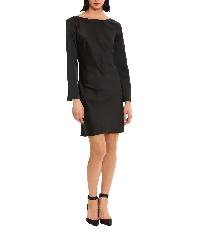 Long Sleeve Mini Dress With Embellished Back Detail Black Chic Bohemian Mini Dress
