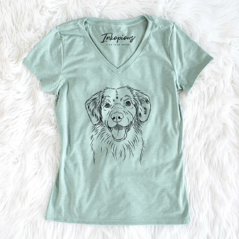 Bare Weston the Nova Scotia Duck Tolling Retriever - Women's V-neck Shirt-- Wool Fabric Cashmere Fabric Tweed Fabric