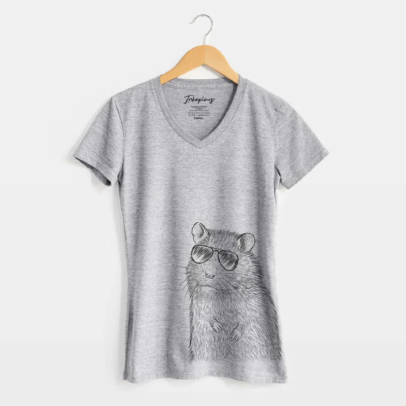Aviator Rizzo the Rat - Women's V-neck Shirt-- Print Jacquard Patchwork