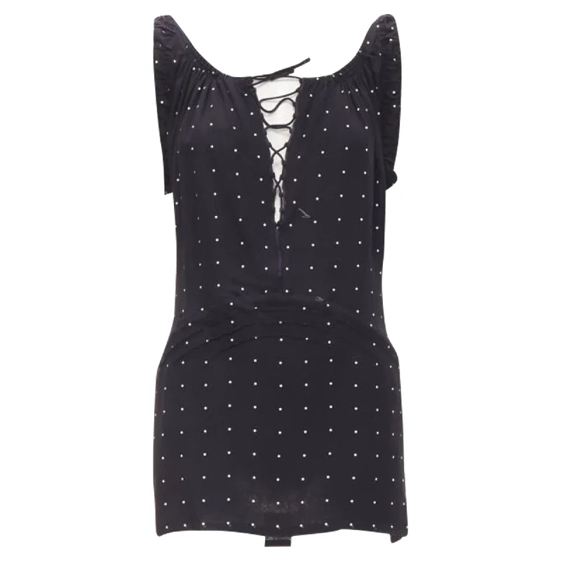 Gucci polka dot cursive logo print laced mini dress Fashionable Mini Dress with Pockets