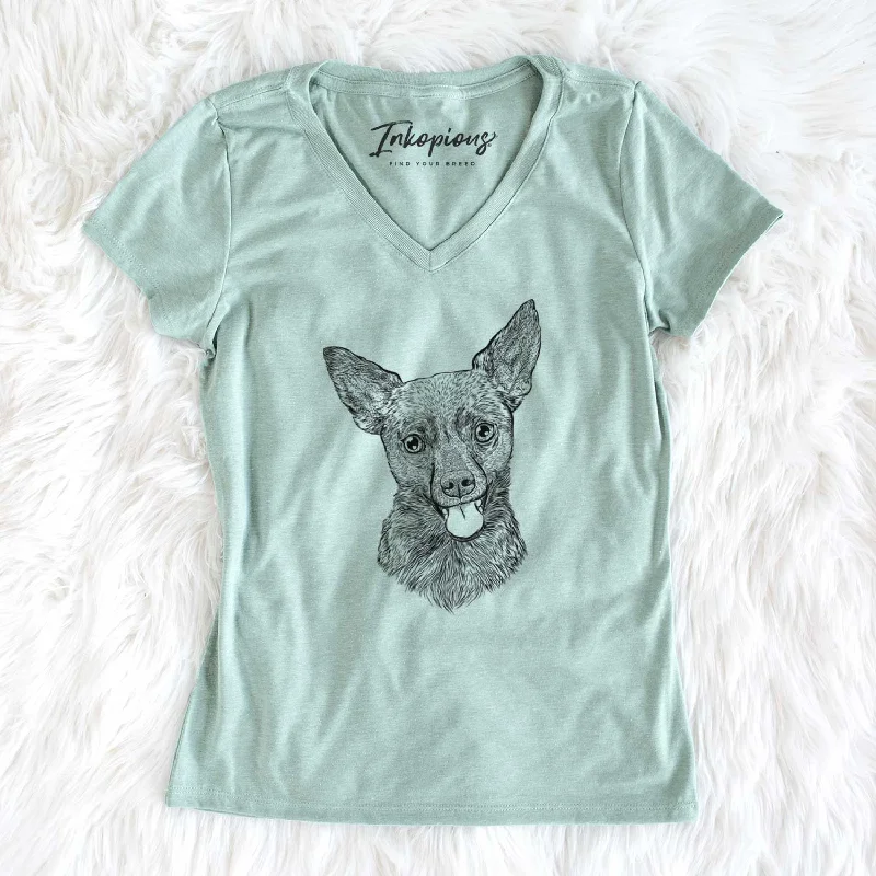 Bare Ursa the Mixed Breed - Women's V-neck Shirt-- Iron Safe Non-Iron Wrinkle Free