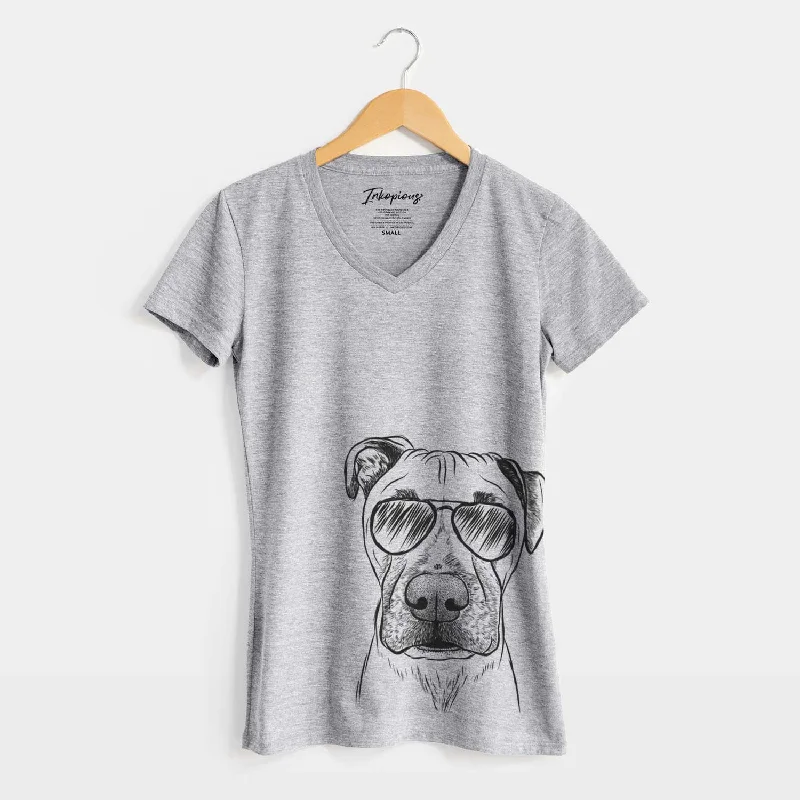 Aviator Waylon the Boxane - Women's V-neck Shirt-- Terry Blend Velvet Blend Canvas Blend