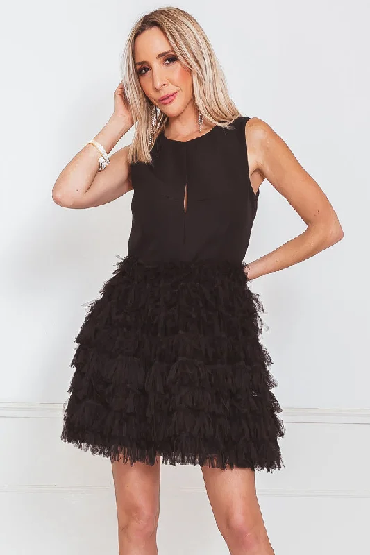 Sexy Tulle Mini Dress Chic Puff Sleeve Mini Dress