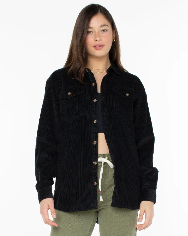 Let Go Corduroy Shirt - Phantom-- Lace Blend Ribbed Blend Corduroy Blend