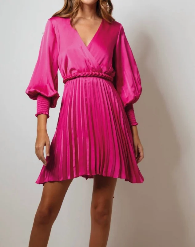 Penny Mini Dress In Magenta Fashionable A-Line Mini Dress