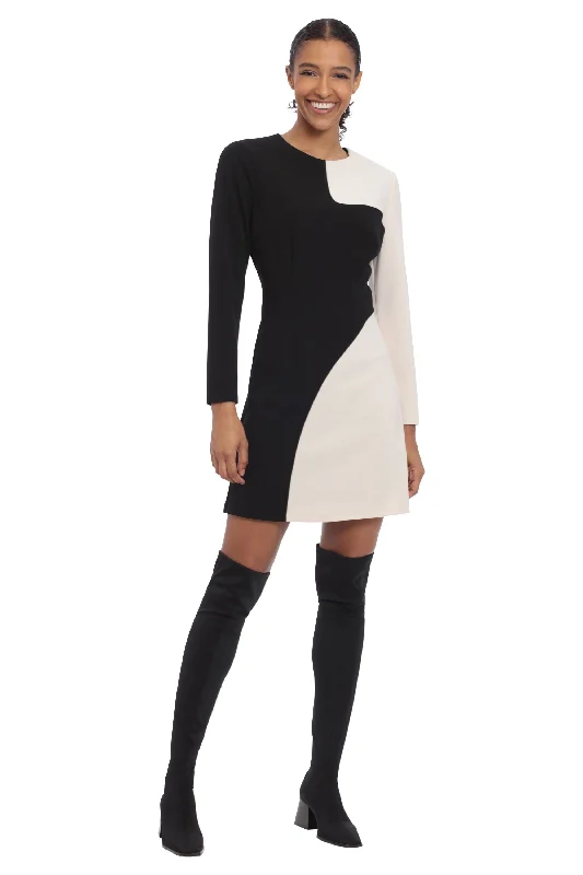 Black and White Colorblock Mini Dress Classic Shift Mini Dress
