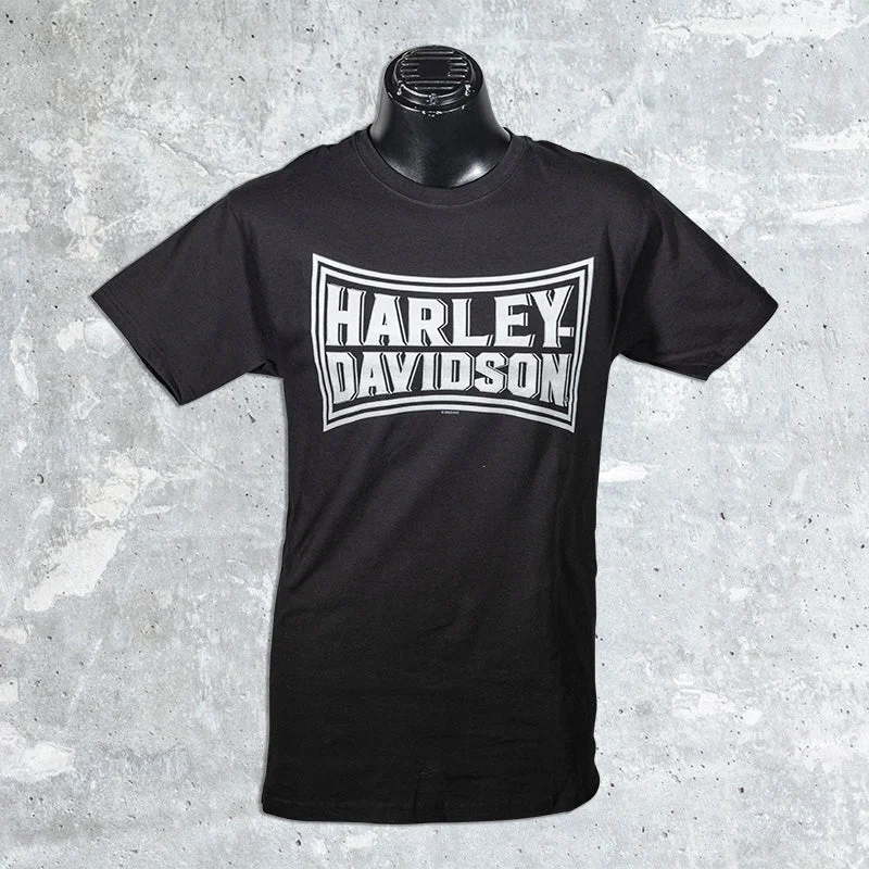 Woodstock Harley Davidson- Intense Harley Davidson  Black T-Shirt-- V-Neck T-Shirt Long Sleeve Cotton