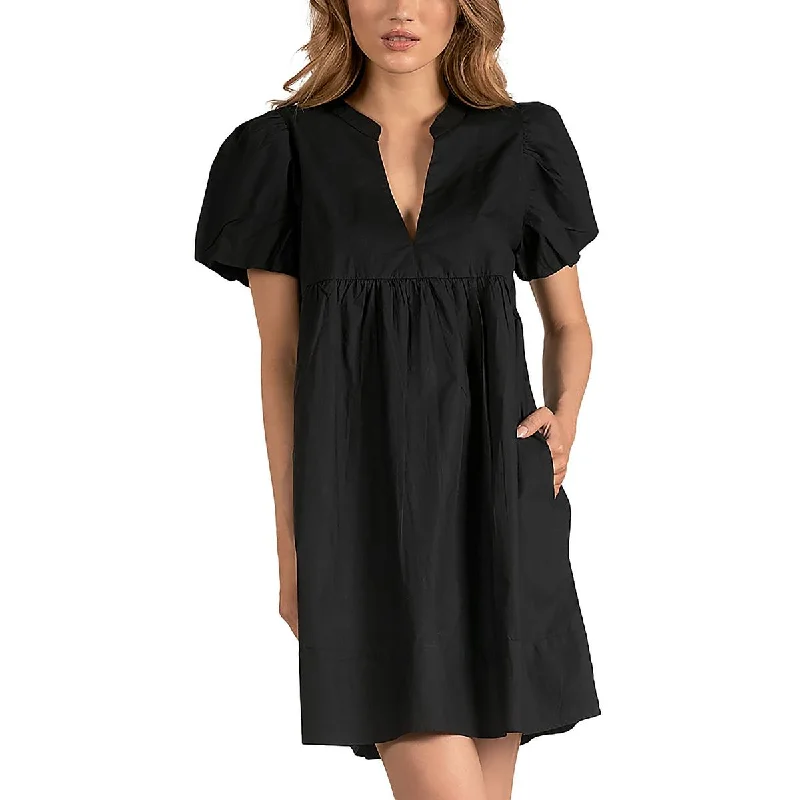 Womens V-Neck Casual Mini Dress Elegant Velvet Mini Dress