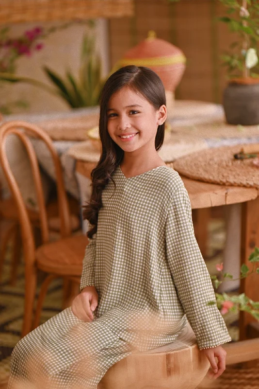 The Hening Flare Blouse - Green Checked Smart Business Blouse