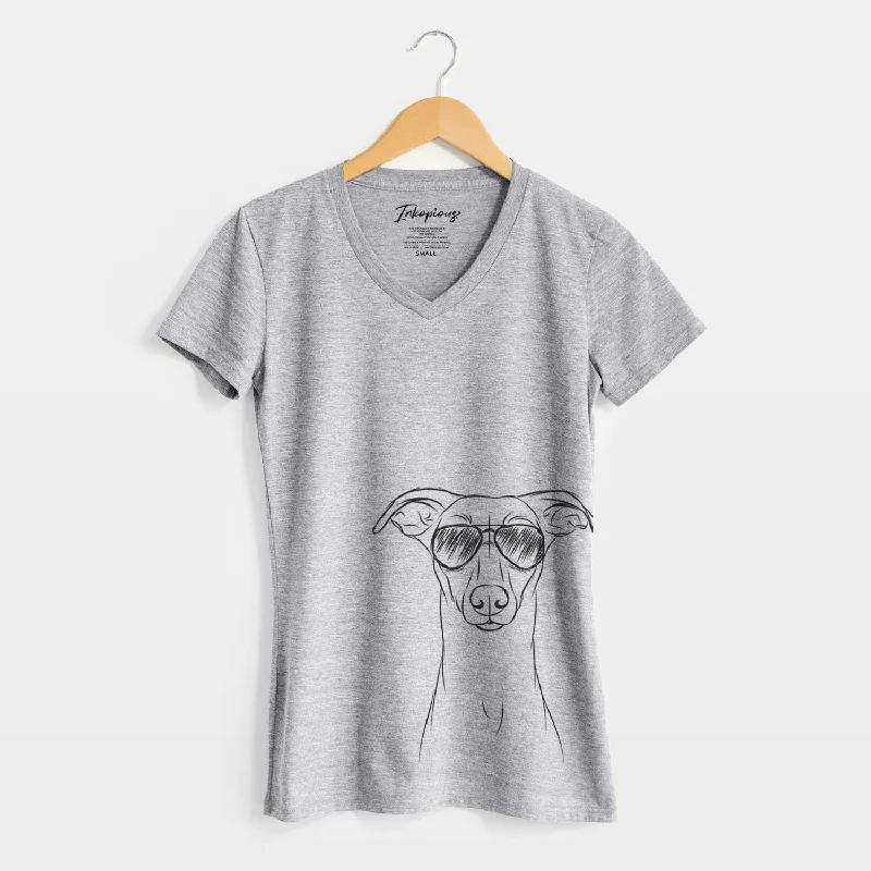 Aviator Wallace the Whippet - Women's V-neck Shirt-- Front Pockets Side Pockets Patch Pockets