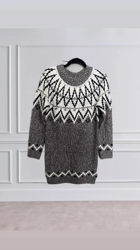 Fairisle Mini Dress In Grey Cozy T-Shirt Mini Dress