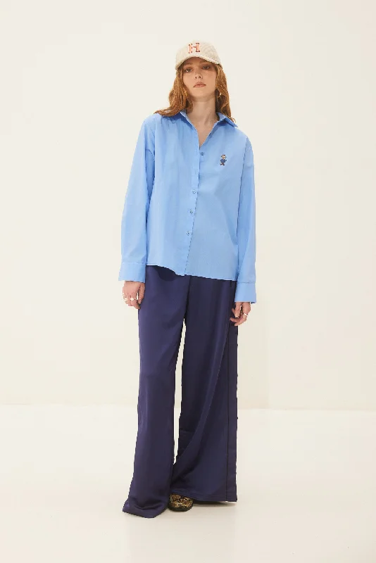 FREEDOM SHIRT LIGHT BLUE-- Denim Fabric Leather Fabric Suede Fabric
