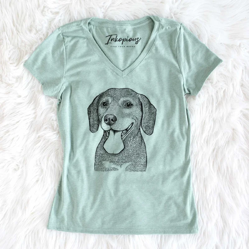 Bare Scarlett the Beagle - Women's V-neck Shirt -- Basic T-Shirt Crew Neck Short Sleeve