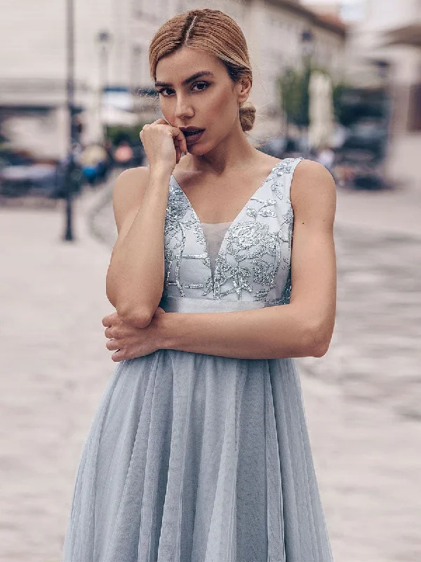 V-Neck Tulle High-Low Party Dress Tunics Plaid country