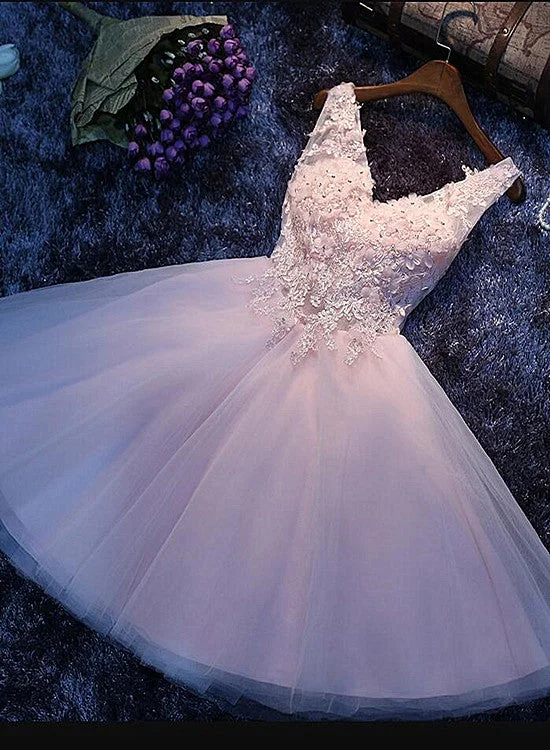 Charming Pink V-neckline Short Party Dress, Cute Graduation Party Dress Tunics Timeless classic