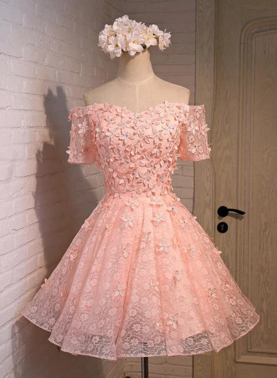 Light Pink Off Shoulder Knee Length Party Dress , Party Dress Tunics Office stylish