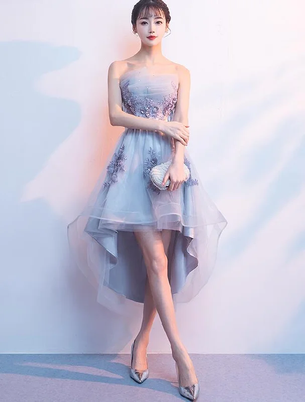 Fashionable Tulle High Low New Party Dress with Flower Applique, Party Dress Tunics Sale discount