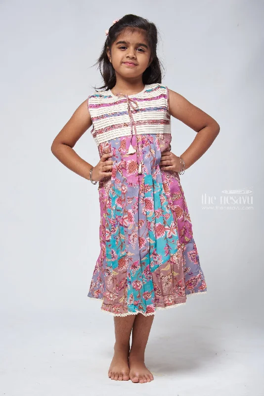 Vibrant Multicolor Floral Cotton Frock - Girls Chic Dress Tunics Silk luxurious
