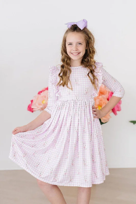 Baby Bunnies 3/4 Sleeve Ruffle Twirl Dress Tunics Vintage classic