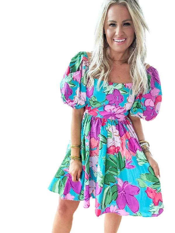 The Daisy Floral Puff Sleeve Dress A-Line Day Work